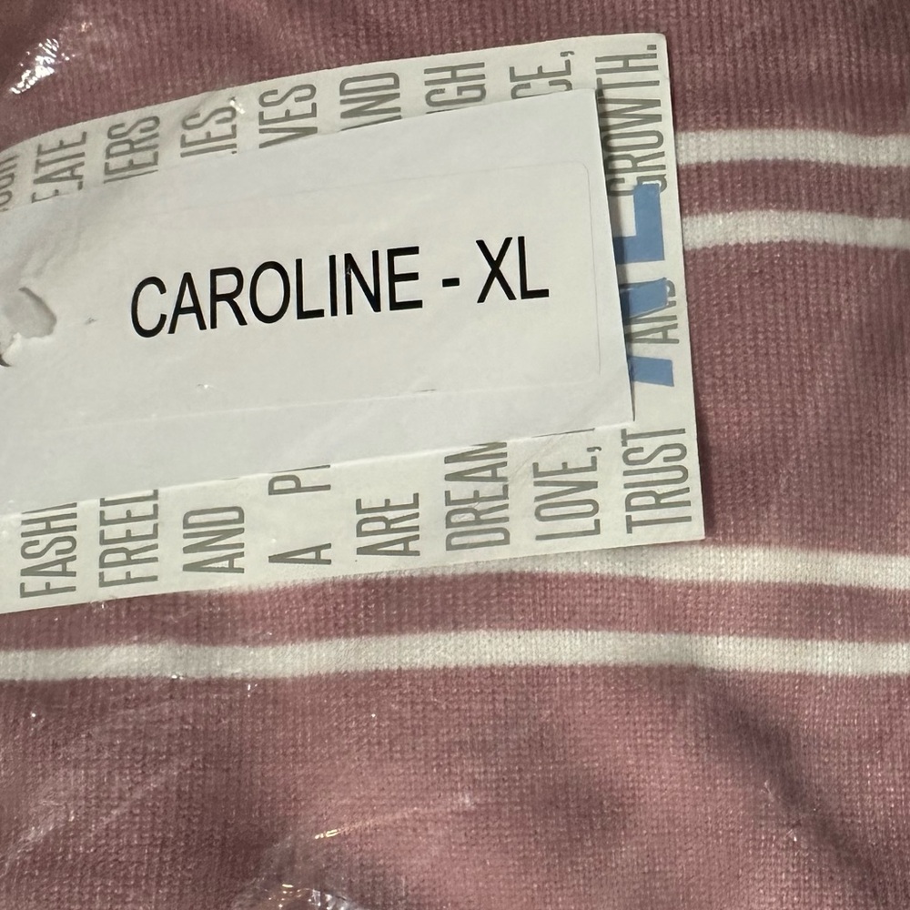 Lularoe Women’s XL Cardigan Caroline Blush White Stripe A Line Lagenlook Sweater - Picture 6 of 6